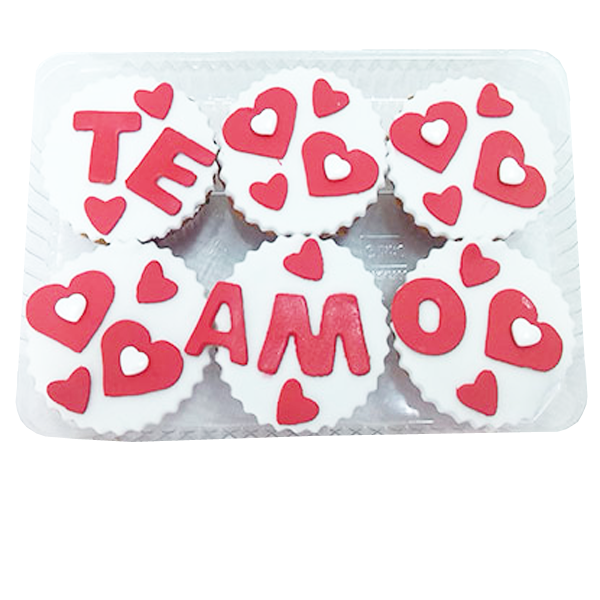 6 Cupcakes de Amor Te Amo en Cali a domicilio 