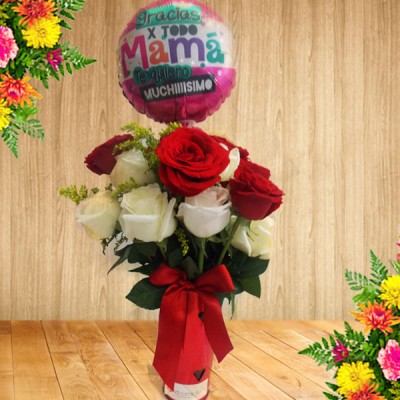 Regalos dia de la madre Valde de Rosas con Globo para mama