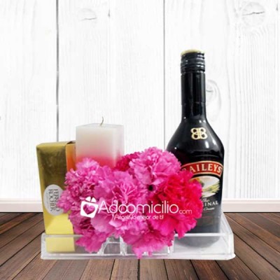 Regalos Cali Combo Cristal Pink Love Chocolates y Baileys