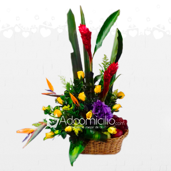 Regalos En Barranquilla Arreglos Florales En Rosas Amarillas Y Frutas A Domicilio 