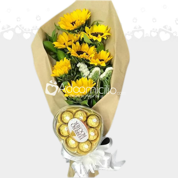 Bouquet de Girasoles con Chocolates Regalos a Domicilio en Villavicencio Pedido con un dia de Anticipado